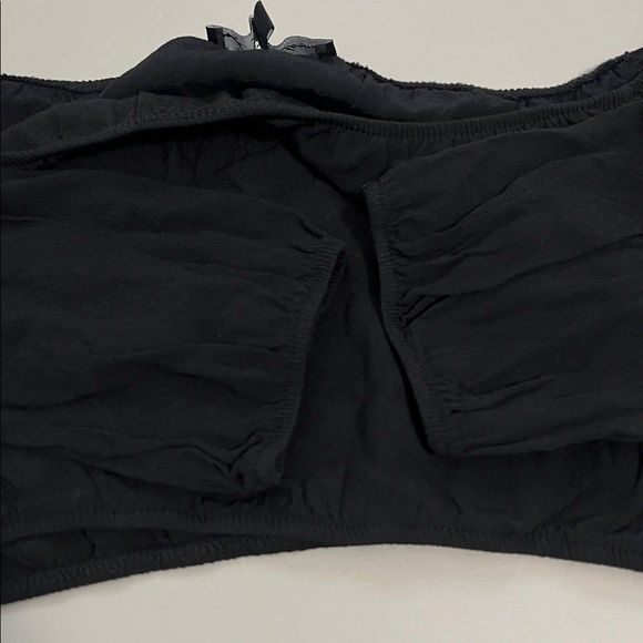 For Love & Lemons Cropped Wide Neck/Off Shoulder Blouse Black Size Small - Picture 8 of 8